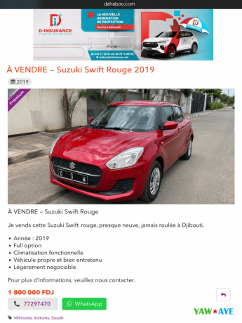 suzuki-swift-2019-rouge-full-options-excellent-etat-big-1