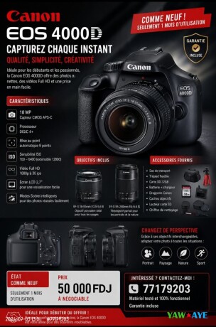 appareil-photo-canon-eos-4000d-comme-neuf-avec-objectif-interchangeable-big-1
