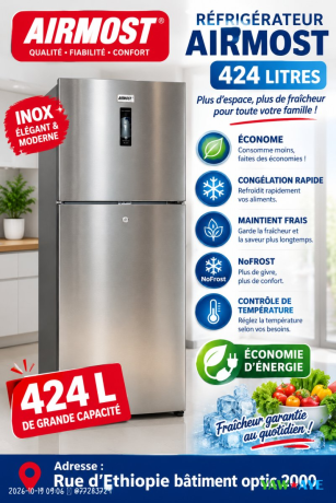 refrigerateur-airmost-424-litres-grand-volume-etat-neuf-big-0
